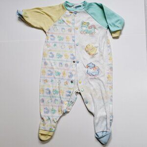 Vintage Little Me 90s Graphic Baby Sleeper Romper Pajamas Size 3-6 M